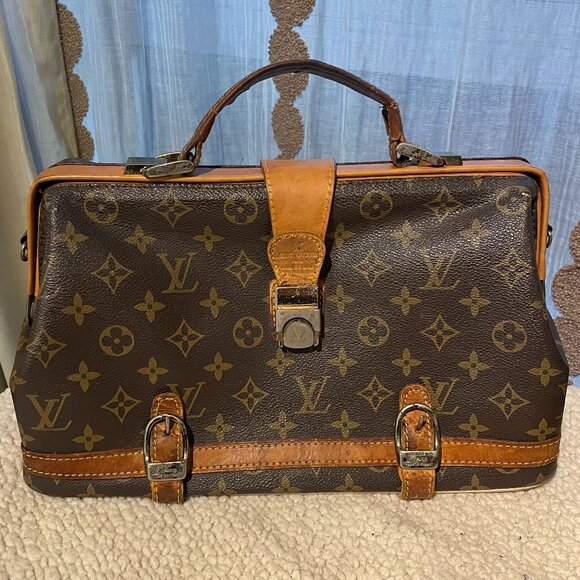 Vintage Leather 1970's Louis ? Monogram Doctors Bag Satchel Bag Handbag... Real? - Picture 1 of 9